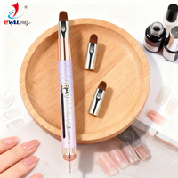 Nouveau printemps rétractable brevet Design Anti-alcool poignée en métal outils à ongles double extrémité stylo à ongles brosse à ongles française