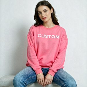 Custom Logo Crew Neck <b>Sweatshirt</b> <b>Pink</b> Casual Long Sleeve Women's Pullover Spring Wear - Product Image 3