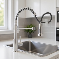 Robinet de cuisine extractible à ressort GEASAM en acier inoxydable, à monobloc, cartouche céramique, pour distributeurs