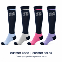 Chaussettes d'équitation unisexes personnalisées avec logo, hauteur genou, compression respirante, renforcées et durables