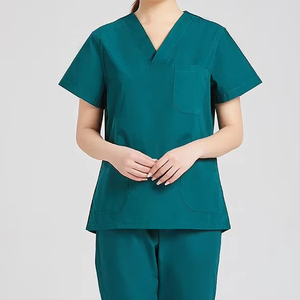 Laboratory Coat Scrub Sets Anti-Wrinkle Short Sleeve Unisex Nurse Scrubs Custom Logo Option 65% Polyester 35% Cotton Hospital - Product Image 3