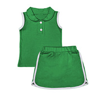 Ensemble Décontracté Scolaire 2 Pièces Ruidian pour Petite Fille: T-shirt Sans Manches à Revers et Jupe-leggings Motif Uni pour la Rentrée Scolaire