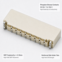 Konektor Wafer SMT Sudut Kanan Horizontal Pitch 0.80mm dengan Housing LCP 2-16 Pin dan Tab Solder untuk Papan PCB Mikro