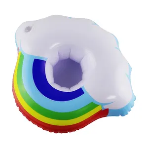 Inflatable Rainbow Cloud Drink Cooler Inflatable Cup Coasters Holders for Pool Party