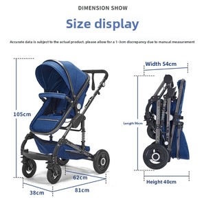 Cochecito de Bebé Plegable de Lujo con Marco de Acero Inoxidable 2 en 1 para Niños de 0 a 3 Años - Product Image 6
