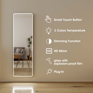Produsen grosir meja rias kamar tidur Led Salon rambut dinding dengan lampu panjang rias berdiri cermin lantai seluruh tubuh - Product Image 2