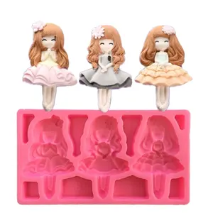 3 Mädchen Prinzessin Silikon form Schokolade Fondant Seife Candy Kuchen formen Küche Backen Kuchen Dekorations werkzeuge Polymer Clay Harz