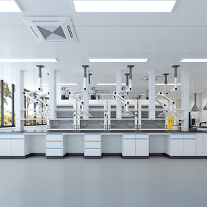 Tavolo da laboratorio in acciaio per impieghi gravosi cassetti in altezza regolabili Design moderno armadi insonorizzati rivestimento in resina epossidica mobili da laboratorio - Product Image 4