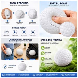 Custom Promotional <b>Gift</b> Healthcare Corporate Giveaways PU Foam Brain Stress Relief Toy Soft Slow Rebound Squeeze Brain Ball - Product Image 4