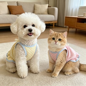 Vêtements populaires pour animaux de compagnie cet été sur TikTok : jolie jupe à pois respirante pour petits chiens et Bichons Frises, gilet fin. - Product Image 4