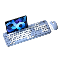 Clavier et souris sans fil Offre Spéciale Ensemble clavier ultra-mince chocolat à double mode Clavier de charge à touches rondes de style punk rétro