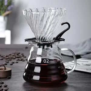 ग्लास कॉफी निर्माता पर उच्च बोरोसिलिकेट पोर्टेबल ड्रिप कॉफी बर्तन
