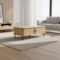 Table basse moderne extensible personnalisée avec panneau en MDF, pieds en métal et rangement coulissant pour salon