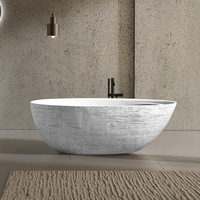 Baignoire autoportante pour hôtel, salle de bain intérieure, en surface solide, pour adultes, avec drain en pierre, écologique, 60 gal+, drain d'angle