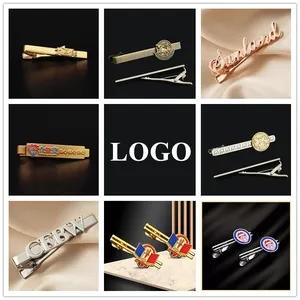 Luxury Tie Pin Gold Plating Engraved Brushed Tie Bar Wedding Tie Clip For Engagement