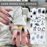 Autocollants pour Ongles d'Halloween Toile d'Araignée Décalcomanies 3D Auto-Adhésif Design Spooky Chauve-Souris Serpent Crâne Nail Art Autocollant Noir Fantôme Effrayant