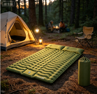 Matelas de camping gonflable léger et imperméable, double, pour randonnée et voyage, avec pompe à pied intégrée et oreiller – Vente chaude