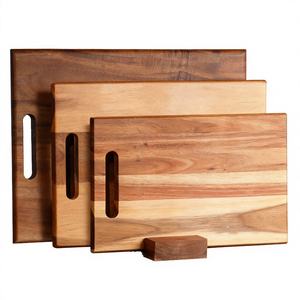 Ensemble de 3 planches à découper en bois d'acacia avec poignée en acier inoxydable, lavable au lave-vaisselle, épaisseur de 2,0 cm, pour viande, fruits, légumes et fromage - Product Image 4