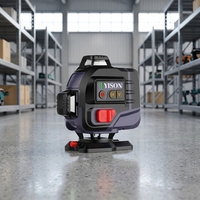 Niveau laser vert 4D YISON avec certification CE, haute précision, 16 lignes, rotation à 360°, auto-nivelant, alimenté par batterie
