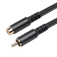 Câble audio d'extension RCA mâle vers femelle en alliage d'aluminium plaqué or, double blindage, cuivre nu, 1m, stéréo, compatible avec les voitures