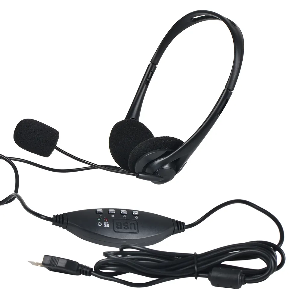 USB Office Computer/Mobile Phone With Noise Cancelling Microphone Call Center Headset Education Headphones