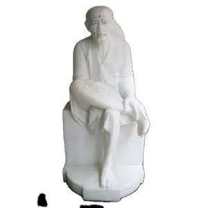 Antique Bức Tượng Cuộc Sống Kích Thước Trắng Đá Cẩm Thạch Shirdi Sai Baba Bức Tượng