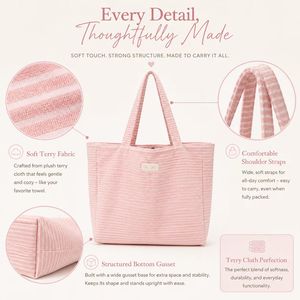 Large Capacity Plush Terry Towel Shopping Bag Custom Multi-color Print Reusable Outdoor Camping <b>Handbag</b> Wholesale - Product Image 4