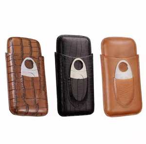 Wholesale Genesis Luxury American Style Crocodile Pattern Lacquered Portable Tube Leather <strong>Cigar</strong> Box <strong>Cutter</strong> Humidors Includes - Product Image 5