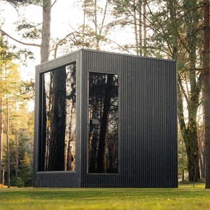Sauna de vapor de madera maciza negra cuadrada de bajo consumo energético para 3-4 personas, fácil de operar, del Reino Unido. - Product Image 1