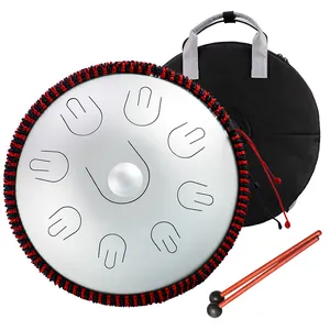 Hluru Großhandel 9 Notizen 14 Zoll Handpan Tank Drum Musik instrumente mit Bulge Bag Steel Tongue Drum TAH