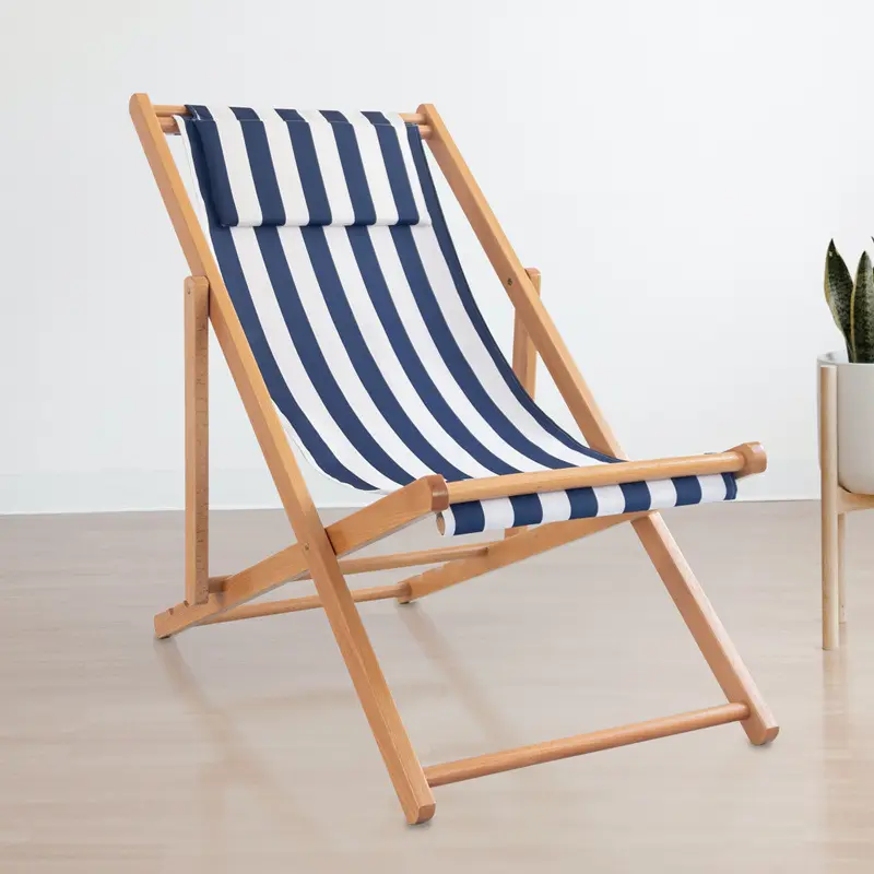 Custom Verstelbare Buitenmeubels Zwembad Lounge Eco-Vriendelijke Opvouwbare Bamboe Houten Opvouwbare Zee Strandstoelen