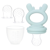 Schattig dierenfiguurtje bijtring BPA-vrij milieuvriendelijke siliconen bijtspaan met makkelijk vast te houden handvat voor het introduceren van vaste voeding voor baby's