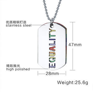 Collana con ciondolo in acciaio inossidabile per l'uguaglianza dell'iridescenza Lgbt collana con carta per cani personalizzata - Product Image 2