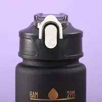 Botellas Térmicas Negras de Plástico GC de 3 Piezas, 2000 ml, Ecológicas, de Gran Capacidad, con Diseño Motivacional