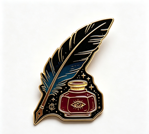 Custom Feather and Ink Bottle Enamel <b>Pin</b> Gold Plated Metal <b>Badge</b> Souvenir <b>Pin</b> for Clothing and Gift - Product Image 1