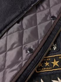Mode Logo Denim <span class=keywords><strong>Bomber</strong></span> Homme Veste Fermeture Éclair Bidirectionnelle Faded Black Denim Manches Longues pour Homme - Product Image 3