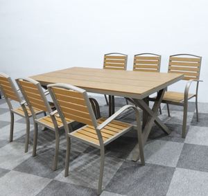 Ensemble <span class=keywords><strong>de</strong></span> table <span class=keywords><strong>et</strong></span> chaises <span class=keywords><strong>de</strong></span> <span class=keywords><strong>jardin</strong></span> moderne en métal <span class=keywords><strong>et</strong></span> <span class=keywords><strong>aluminium</strong></span>, finition colorée, 5 pièces, 150 cm, avec pieds amovibles, pour hôtel <span class=keywords><strong>et</strong></span> parc - Product Image 6