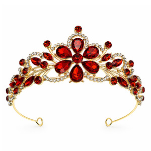 Corona <span class=keywords><strong>de</strong></span> Cristal <span class=keywords><strong>de</strong></span> Colores Surtidos al por Mayor <span class=keywords><strong>de</strong></span> Fábrica, Tiara <span class=keywords><strong>de</strong></span> Aleación con Pedrería, Corona <span class=keywords><strong>de</strong></span> <span class=keywords><strong>Flores</strong></span> Barrocas para Novia y Boda - Product Image 3