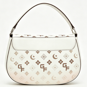 Bolso de Hombro Tipo Saddle de PU Blanco para Mujer, con Estampado Floral y Cierre de Solapa - Product Image 2