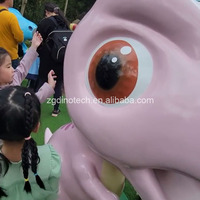 Sculpture de dinosaure de dessin animé fabriquée, machine à bulles sur le thème des dinosaures ou décorations de dinosaures roses pour aire de jeux pour enfants