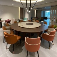 Elektrischer Hotel-Esstisch mit Steinplatte und Drehfunktion, Großer Runder Tisch für Private Esszimmer, Luxuriös für 15-20 Personen