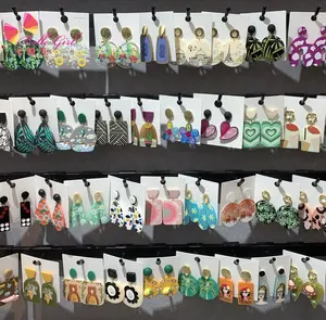 BELLEWORLD定制女性时尚饰品树脂亚克力花几何耳环925纯银电镀耳钉 - Product Image 1