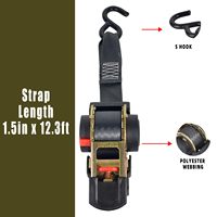 Sangles de fixation robustes pour transom 1 po x 4 pi en polyester, sangle à cliquet rétractable automatique pour remorque de bateau, résistance à la rupture de 800 kg