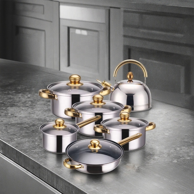 Modern Design 12 Pieces Pots Set Kitchen Cooking Pot Stainless Steel Non-stick Cookware Set with Handle · image 4