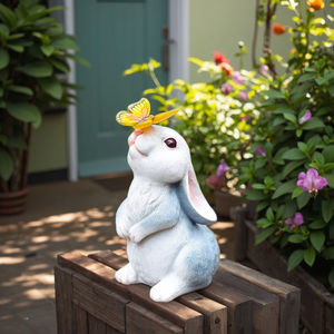 Harz Fluoreszenz Kaninchen Garten Laterne Lampe Solar Garten Dekoration - Product Image 3