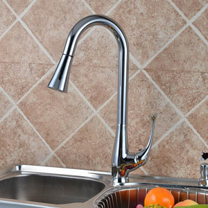 Pull <b>Down</b> Kitchen Mixer Brass Taps Chrome Single Handle Pull Out Sprayer Kitchen MK9934 Kitchen - Product Image 4