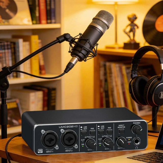 UMC202HD Sound Card USB Audio Interface With 2 Midas Preamps & 48V Phantom Power Studio Sound Equipment