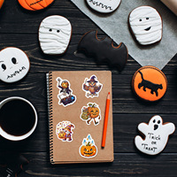Stiker Halloween Festival Pesta Hadiah Dekorasi Alat Tulis Doodle Holografik Stiker Halloween Anak-anak