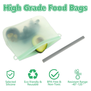 B2B Clearance Sale Non-toxic 4 Pcs Eco-Friendly Vacuum Compressed Silicone Food <b>Bags</b> <b>Zip</b> <b>Lock</b> Sealable Reusable for Soups Fruits - Product Image 3