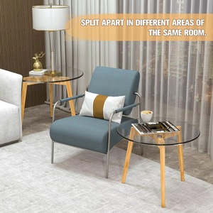 Modern transparent <b>glass</b> nesting <b>table</b> set 2 - easy to assemble, durable, easy to clean, transparent accent home furniture <b>side</b> - Product Image 4